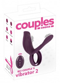 Фиолетовая насадка на член с клиторальным отростком и пультом ДУ RC Couple’s Vibrator 2 - Orion - в Калининграде купить с доставкой