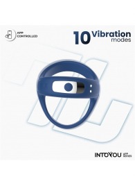 Синее интерактивное эрекционное виброкольцо Rank - Intoyou - в Калининграде купить с доставкой