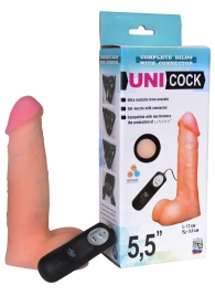 Фаллическая насадка Харнесс UNICOCK 5,5  с вибрацией - 17 см. - LOVETOY (А-Полимер) - купить с доставкой в Калининграде