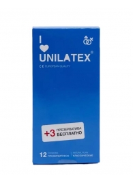 Классические презервативы Unilatex Natural Plain - 12 шт. + 3 шт. в подарок - Unilatex - купить с доставкой в Калининграде