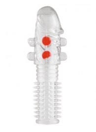 Гелевая прозрачная насадка с шариками и шипами - 14 см. - Toyfa Basic - в Калининграде купить с доставкой