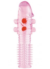 Гелевая розовая насадка с шариками и шипами - 14 см. - ToyFa - в Калининграде купить с доставкой
