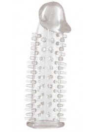 Прозрачная насадка на половой член с закрытой головкой и шипами - 12,5 см. - Toyfa Basic - в Калининграде купить с доставкой