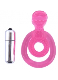 Розовая вибронасадка со стимулятор клитора   Язычок - Toyfa Basic - в Калининграде купить с доставкой