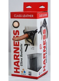 Насадка-фаллоимитатор на кожаных трусиках Harness Ultra Realistic 7  - 18 см. - LOVETOY (А-Полимер) - купить с доставкой в Калининграде