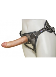 Насадка-фаллоимитатор на кожаных трусиках Harness Ultra Realistic 7  - 18 см. - LOVETOY (А-Полимер) - купить с доставкой в Калининграде