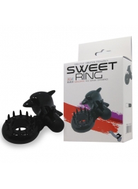 Чёрное эрекционное виброкольцо Sweet Ring с дельфинчиком - Baile - в Калининграде купить с доставкой