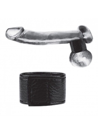 Чёрная утяжка на мошонку 1  Velcro Ball Stretcher - BlueLine - купить с доставкой в Калининграде