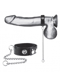 Утяжка на пенис с поводком Snap Cock Ring With 12  Leash - BlueLine - купить с доставкой в Калининграде