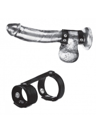 Утяжка на пенис с клёпками Duo Snap Cock And Ball Ring - BlueLine - купить с доставкой в Калининграде