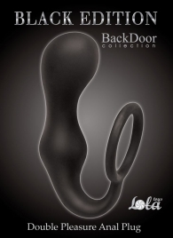 Чёрное эрекционное кольцо с анальной пробкой Double Pleasure Anal Plug - Lola Games - в Калининграде купить с доставкой