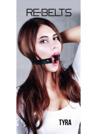 Чёрный кожаный чокер-кляп Tyra Black - Rebelts - купить с доставкой в Калининграде