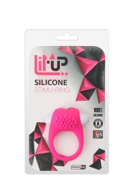 Розовое эрекционное кольцо с щеточкой LIT-UP SILICONE STIMU RING 5 - Dream Toys - в Калининграде купить с доставкой