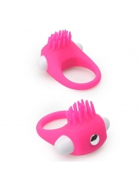 Розовое эрекционное кольцо с щеточкой LIT-UP SILICONE STIMU RING 5 - Dream Toys - в Калининграде купить с доставкой