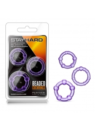 Набор из 3 фиолетовых эрекционных колец Stay Hard Beaded Cockrings - Blush Novelties - в Калининграде купить с доставкой