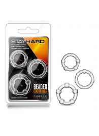 Набор из 3 прозрачных эрекционных колец Stay Hard Beaded Cockrings - Blush Novelties - в Калининграде купить с доставкой