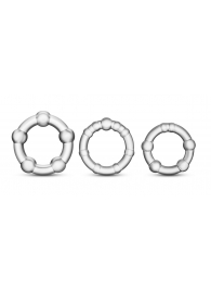 Набор из 3 прозрачных эрекционных колец Stay Hard Beaded Cockrings - Blush Novelties - в Калининграде купить с доставкой