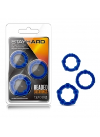 Набор из 3 синих эрекционных колец Stay Hard Beaded Cockrings - Blush Novelties - в Калининграде купить с доставкой