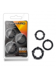 Набор из 3 чёрных эрекционных колец Stay Hard Beaded Cockrings - Blush Novelties - в Калининграде купить с доставкой