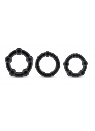 Набор из 3 чёрных эрекционных колец Stay Hard Beaded Cockrings - Blush Novelties - в Калининграде купить с доставкой