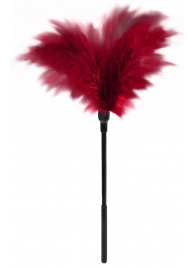 Пластиковая метелочка с красными пёрышками Small Feather Tickler - 32 см. - Blush Novelties - купить с доставкой в Калининграде