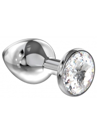 Большая серебристая анальная пробка Diamond Clear Sparkle Large с прозрачным кристаллом - 8 см. - Lola Games - купить с доставкой в Калининграде