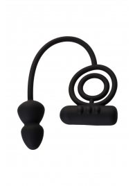 Чёрное эрекционное кольцо с вибропулькой и анальным хвостом - Erotist Adult Toys - в Калининграде купить с доставкой