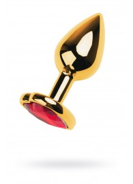 Золотистая анальная пробка с кристаллом-сердцем - 7,5 см. - ToyFa - купить с доставкой в Калининграде