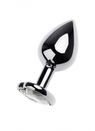 Серебристая анальная пробка с прозрачным кристаллом-сердцем - 8 см. - ToyFa - купить с доставкой в Калининграде