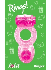 Розовое эрекционное кольцо с вибрацией Rings Ringer - Lola Games - в Калининграде купить с доставкой