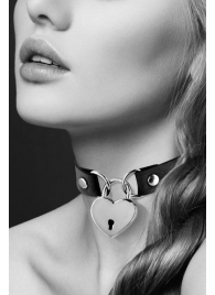 Черный чокер с замком в форме сердца - Bijoux Pour Toi - купить с доставкой в Калининграде