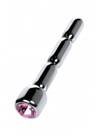 Серебристый уретральный плаг со стразом - 7 см. - ToyFa - купить с доставкой в Калининграде