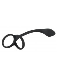 Эрекционное кольцо с утяжкой на мошонку и анальным плаг Black Velvets - Orion - в Калининграде купить с доставкой