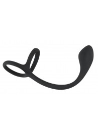 Эрекционное кольцо с утяжкой на мошонку и анальным плаг Black Velvets - Orion - в Калининграде купить с доставкой