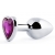 Серебристая анальная пробка с фиолетовым кристаллом-сердечком - 8 см. - Anal Jewelry Plug - купить с доставкой в Калининграде