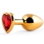 Золотистая анальная пробка с красным стразом-сердечком - 8 см. - Anal Jewelry Plug - купить с доставкой в Калининграде