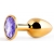 Золотистая анальная пробка с фиолетовым стразом - 7,2 см. - Anal Jewelry Plug - купить с доставкой в Калининграде