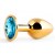 Золотистая анальная пробка с голубым стразом - 7,2 см. - Anal Jewelry Plug - купить с доставкой в Калининграде