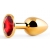 Золотистая анальная пробка с красным стразом - 7,2 см. - Anal Jewelry Plug - купить с доставкой в Калининграде