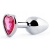 Серебристая анальная пробка с розовым кристаллом-сердечком - 7 см. - Anal Jewelry Plug - купить с доставкой в Калининграде