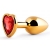 Золотистая анальная пробка с красным стразом-сердечком - 7 см. - Anal Jewelry Plug - купить с доставкой в Калининграде
