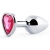Серебристая анальная пробка с малиновым кристаллом-сердечком - 7 см. - Anal Jewelry Plug - купить с доставкой в Калининграде