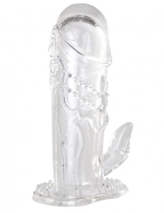 Прозрачная гелевая насадка с клиторальным отростком - 13 см. - Toyfa Basic - в Калининграде купить с доставкой
