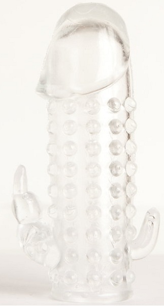 Гелевая прозрачная насадка с 2 отростками - 13 см. - Toyfa Basic - в Калининграде купить с доставкой