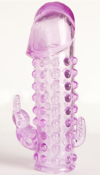 Закрытая фиолетовая насадка с 2 отростками - 13 см. - Toyfa Basic - в Калининграде купить с доставкой