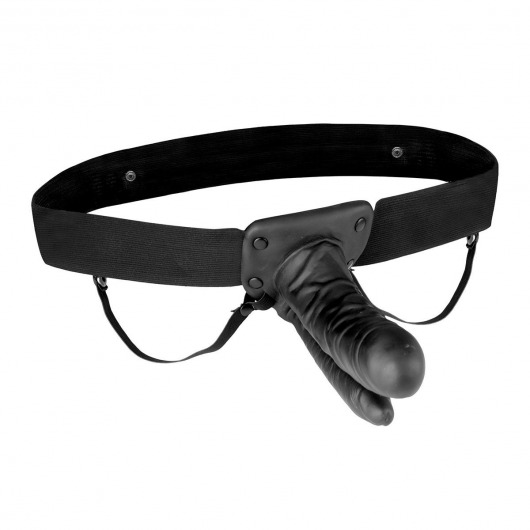 Полый страпон с двумя отростками и вибрацией Unisex Vibrating Hollow Strap-On Double Penetrating Dildo - 17,8 см. - Lux Fetish - купить с доставкой в Калининграде