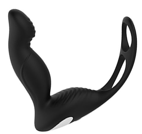 Черный вибромассажер простаты P-PLEASER W ERECTION ENHANCE - Dream Toys - в Калининграде купить с доставкой