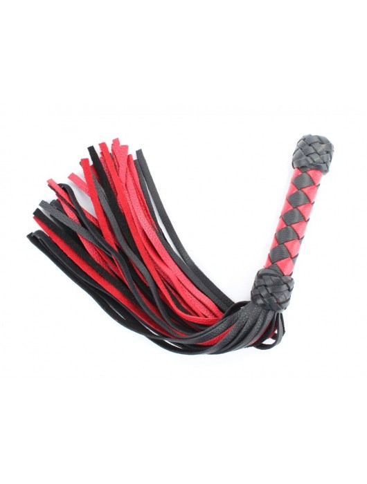 Черно-красная клеть с плетеной ручкой с ромбовидным узором - 45 см. - БДСМ Арсенал - купить с доставкой в Калининграде