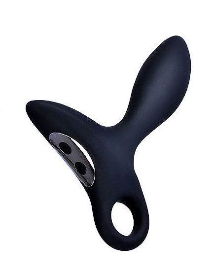 Черный силиконовый анальный вибромассажер Erokey с колечком-ограничителем - Erokay - в Калининграде купить с доставкой
