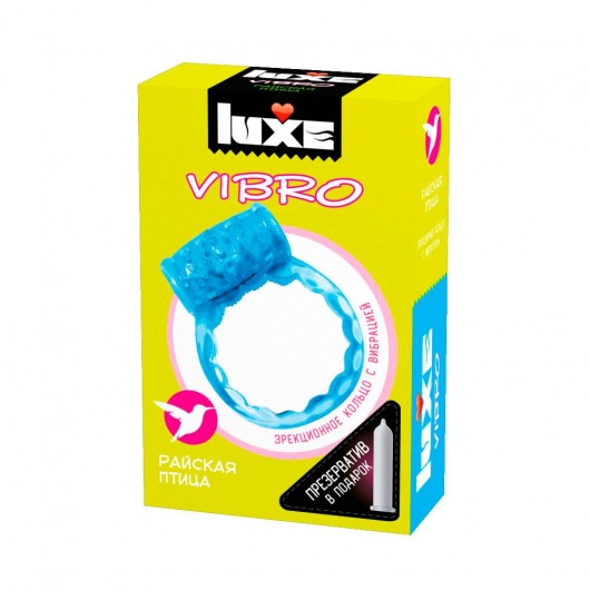Голубое эрекционное виброкольцо Luxe VIBRO  Райская птица  + презерватив - Luxe - в Калининграде купить с доставкой